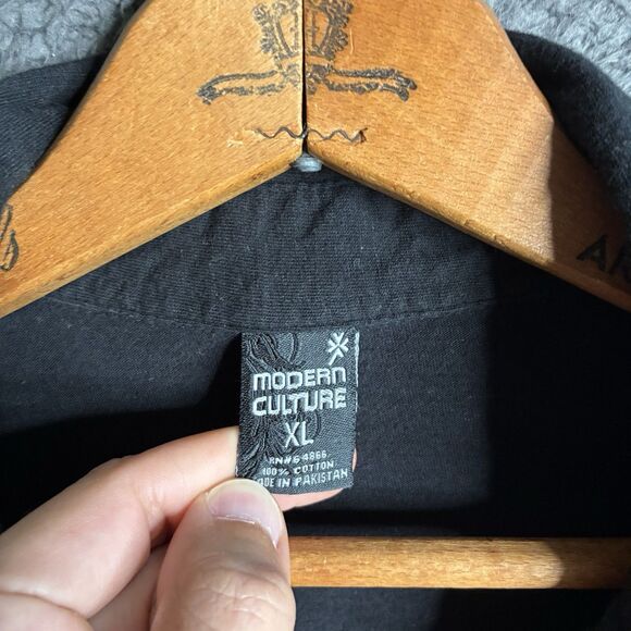 Vtg Y2K Cyber All Over Print Cross Graphic Short Sleeve Men's Polo Shirt XL Goth - Picture 3 of 9